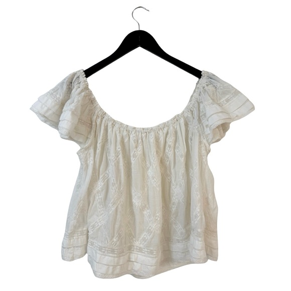 The Great The West Top White Women’s‎ Small Flutter Sleeve Flowy Boho Casual - Picture 4 of 13